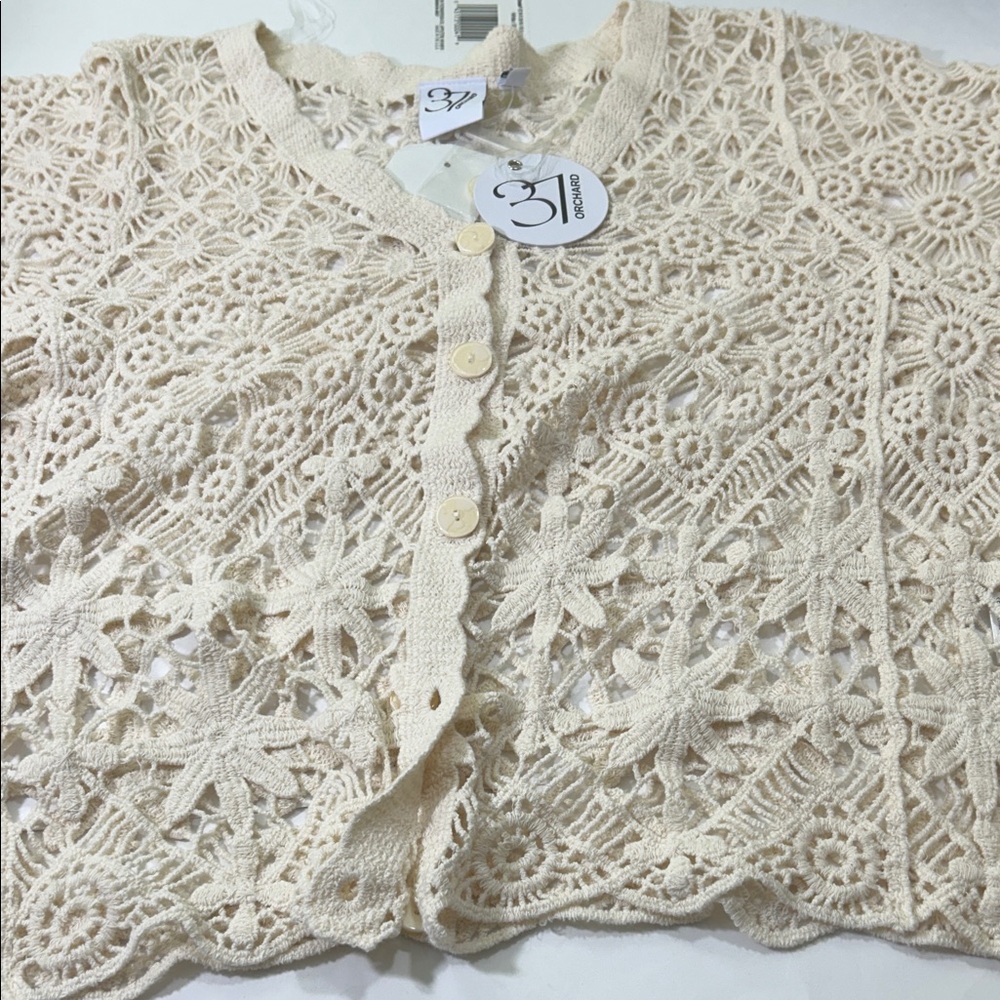 Cream Lace Crochet Blouse